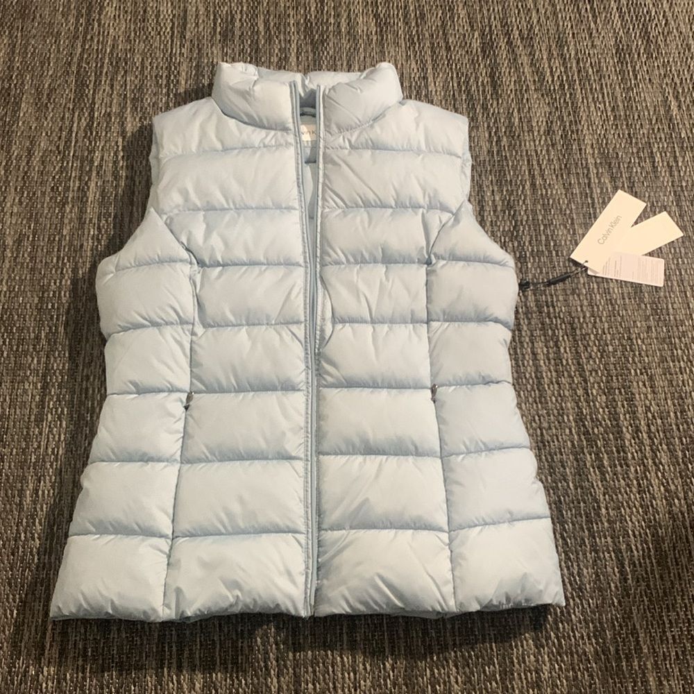 Calvin Klein NEW Light Blue Full Zip Sorona Aura Puffer Vest Size Medium